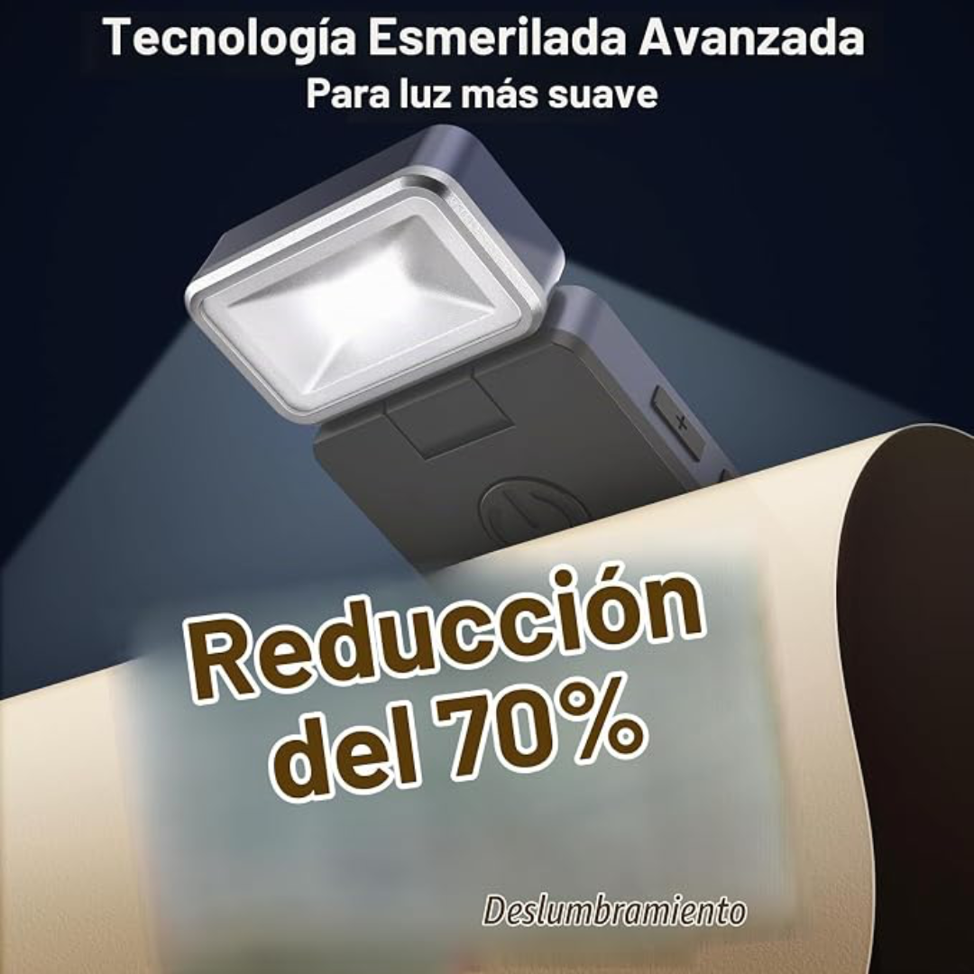 Luz de Lectura LED con Clip, Recargable USB, Mini Lámpara Portátil para Libros, 3 Niveles de Brillo, Luz Nocturna para Leer en la Cama, Regalo para Lectores